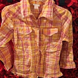 Plaid Kids Shirt in Yellow and Pink
